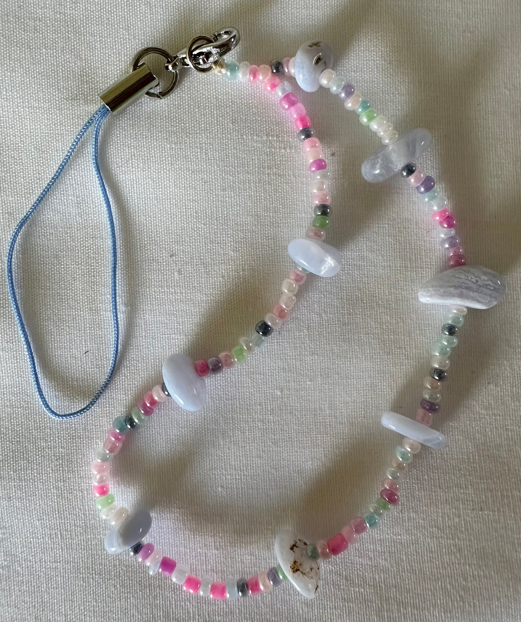 Phone Charm Pastel Gemstones & Glass Beads