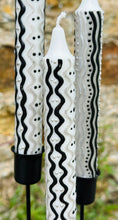 Load image into Gallery viewer, Hand Painted Black &amp; Silver Squiggles on Candles
