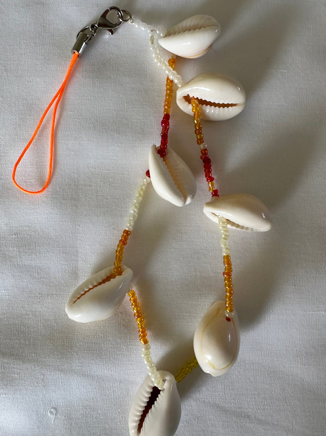 Phone Charm Cowry Shells & Glass Beads