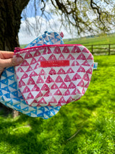 Load image into Gallery viewer, Wash Bag - Hand Block Printed Pink with Pink Zip
