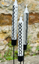 Load image into Gallery viewer, Hand Painted Black &amp; Silver Squiggles on Candles
