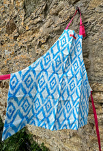 Load image into Gallery viewer, Children&#39;s Apron Handprinted Bright Blue with subtle Pink Ties
