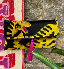 Load image into Gallery viewer, Velvet Ikat Clutch Bag - Tiger &amp; Hot Pink
