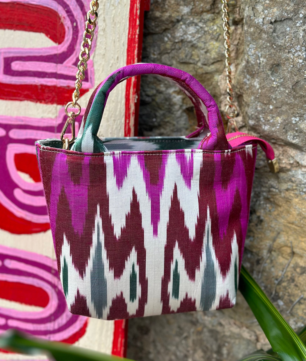 Silk Ikat Crossbody Handbag