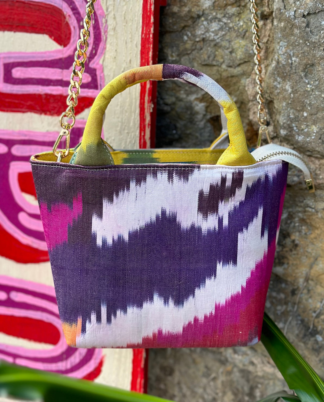 Silk Ikat Crossbody Handbag