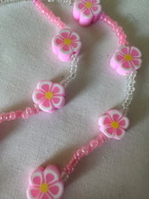 Load image into Gallery viewer, Phone Charm Pink Polymer Flower &amp; Pink &amp; White Glass Beads
