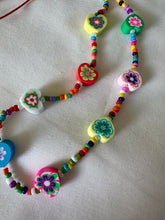 Load image into Gallery viewer, Phone Charm Multi Coloured Polymer Hearts &amp; Glass Beads
