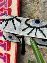 Load image into Gallery viewer, Velvet Ikat Clutch Bag - White Turkish Eye
