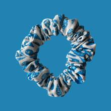 Load image into Gallery viewer, Blue Hand Printed Cotton Scrunchie
