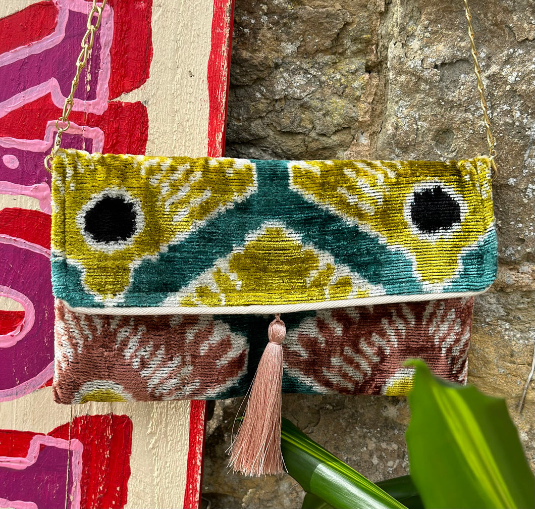 Velvet Ikat Clutch Bag