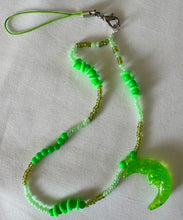 Load image into Gallery viewer, Phone Charm Green Moon &amp; Green Beads
